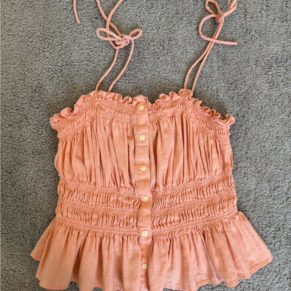 Coral Smocked Camisole